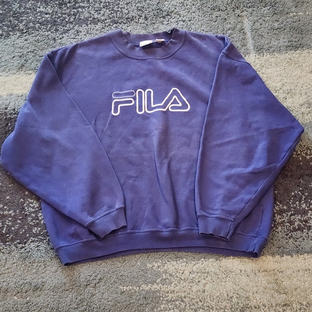 Vintage 1990s Y2K FILA Embroidered Crewneck Long Sleeve Sweatshirt Size XXL